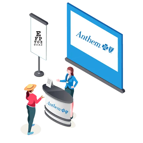 An Anthem employee explains vision care offerings to a State of Georgia employee.