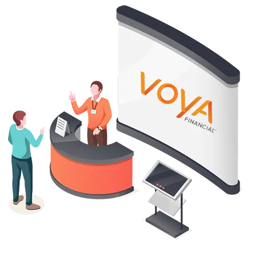 A Voya employee explains enhanced protection offerings to a State of Georgia employee.