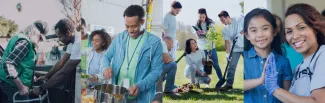 Banner for the 2026 GASCCP Campaign. Shows people serving their community in various ways, including healthcare, recycling, food drives, and planting trees.