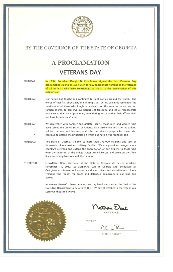 Veterans Day Proclamation